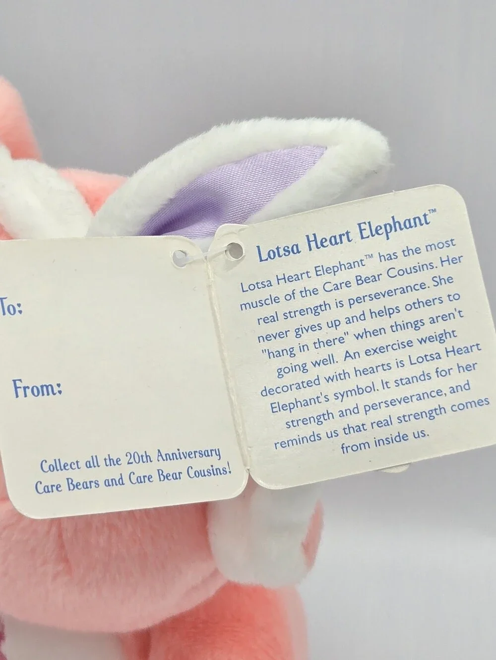 2004 LOTSA HEART ELEPHANT Care Bear Cousins EASTER BUNNY EARS Tags